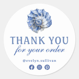 Blauwe zeeschelp logo dank u sticker