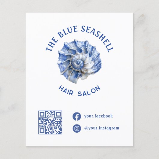 Blauwe zeeschelp logo flyer (Voorkant)