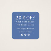 Blauwe zeeschelp logo kortingskaart vierkante visitekaartjes (Achterkant)