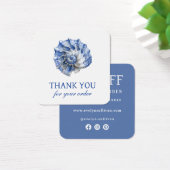 Blauwe zeeschelp logo kortingskaart vierkante visitekaartjes (Bureau)