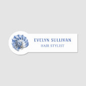 Blauwe zeeschelp logo naamplaatje (Voorkant)