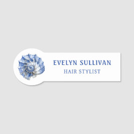 Blauwe zeeschelp logo naamplaatje