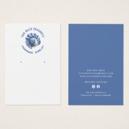 Blauwe zeeschelp logo oorbel display kaart