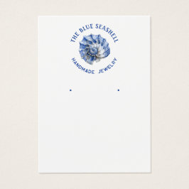 Blauwe zeeschelp logo oorbel display kaart