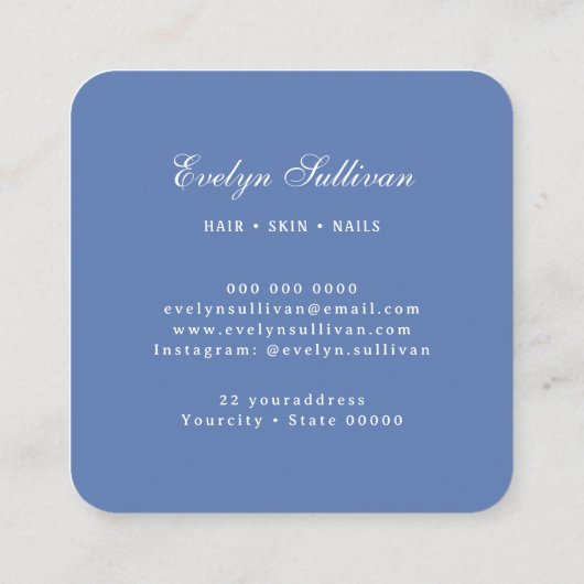 Blauwe zeeschelp logo visitekaartje (Achterkant)