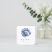 Blauwe zeeschelp logo visitekaartje (Staand voorkant)