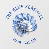 Blauwe zeeschelp logo zakelijk venster vastklampen raamsticker (Vel)