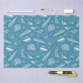 Blauwe zeeschelp oceaan tissuepapier (Craft)