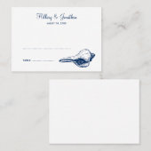 Blauwe zeeschelp strand bruiloft escort naam plaat plaatskaartje (Voorkant / Achterkant)