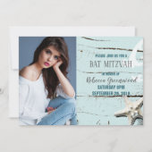 blauwe zeeschelp zeester strand BAT MITZVAH foto Kaart (Voorkant)