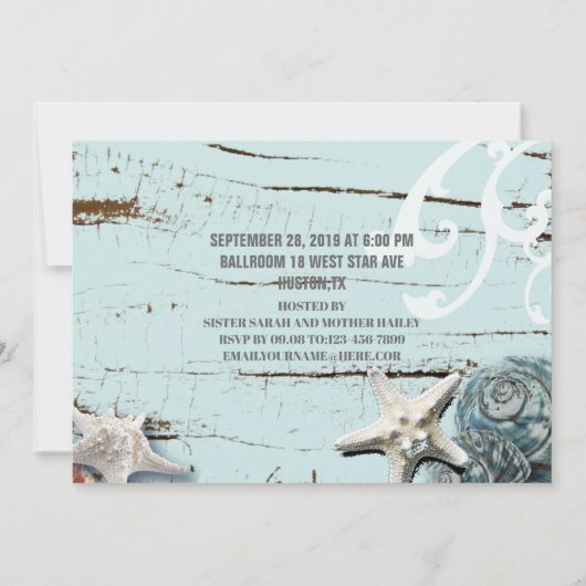 blauwe zeeschelp zeester strand BAT MITZVAH foto Kaart (Achterkant)