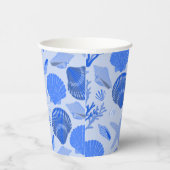 Blauwe Zeeschelpen en Koraal Patroon Custom Beach Papieren Bekers (Rechts)