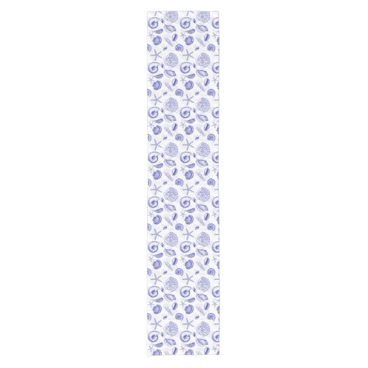 Blauwe zeeschelpen korte tafelloper (Voorkant)