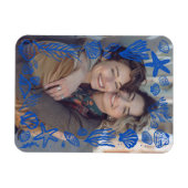 Blauwe zeeschelpen Lijst aangepaste foto Magneet (Horizontaal)