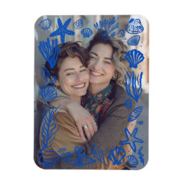 Blauwe zeeschelpen Lijst aangepaste foto Magneet