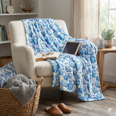 Blauwe zeeschelpen. Nautilus. Fleece deken