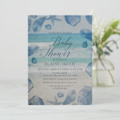Blauwe Zeeschelpen Oceaan Zee Strand Baby Shower Kaart (Staand voorkant)