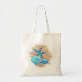 Blauwe zeeschelpen op de Beach Canvas tas