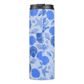 Blauwe zeeschelpen Patroon CUSTOM Bruidsmeisje Gif Thermosbeker (Achterkant)