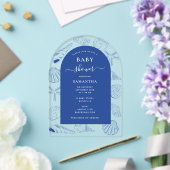 Blauwe Zeeschelpen Strand Zomer Boog Baby Shower Acryl Uitnodigingen (Insitu (Huwelijk))