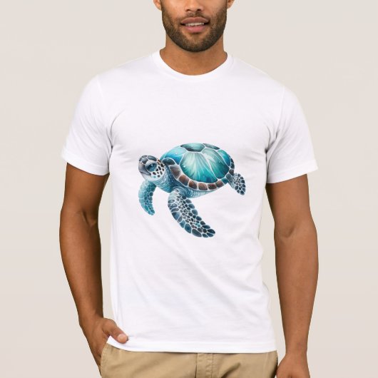 blauwe zeeschildpad t-shirt (Voorkant)