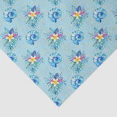 Blauwe zeescholen en bloemen 2 tissuepapier (Detail)