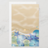 Blauwe zeescholen en zeestervis briefpapier (Voorkant / Achterkant)