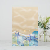 Blauwe zeescholen en zeestervis briefpapier (Staand voorkant)