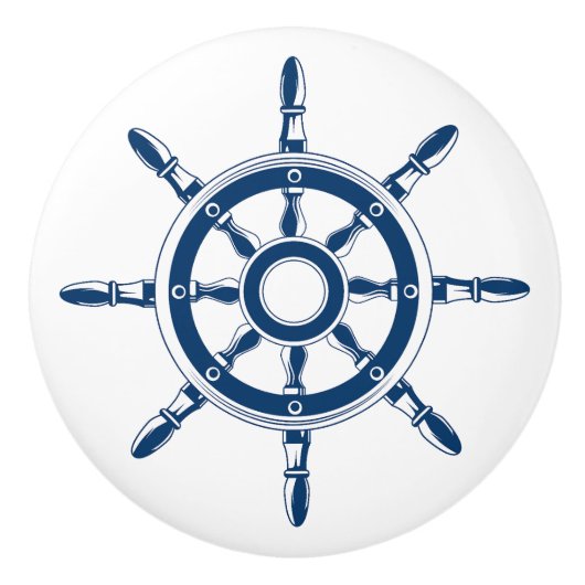 Blauwe zeeschuif keramische knop (Voorkant)