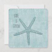 Blauwe zeester bruiloft kaart (Achterkant)