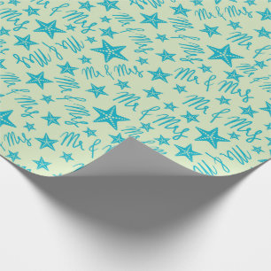 Blauwe Zeester Mr & Mrs Zomer Strand Bruiloft Ocea Cadeaupapier