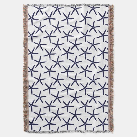 Blauwe zeester op witte achtergrond deken (Voorkant Verticaal)