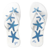 Blauwe Zeester Personaliseer met Initialen Teenslippers (Voetbed)