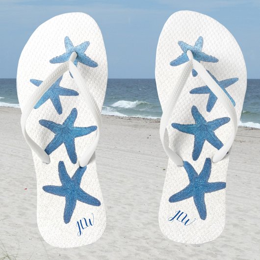 Blauwe Zeester Personaliseer met Initialen Teenslippers