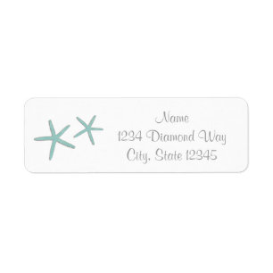 Blauwe Zeester Strand Zomer Elegante Adreslabels Etiket