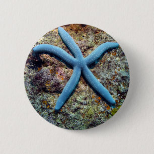 Blauwe zeester tropische oceaan Raja Ampat-eilande Ronde Button 5,7 Cm