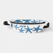 Blauwe Zeester Whimsical Kust Nautisch Wit Heuptasje (Voorkant)