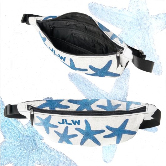 Blauwe Zeester Whimsical Kust Nautisch Wit Heuptasje