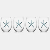 Blauwe Zeester Wijnglas Zonder Voet (Voorkant)