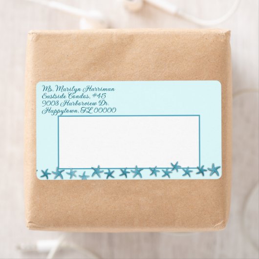 Blauwe Zeesterren Aangepaste Verzendlabels Etiket (Insitu)