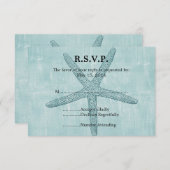 Blauwe zeesterren bruiloft RSVP (Voorkant / Achterkant)