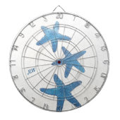 Blauwe zeesterren nautische kust dartbord (Voorkant)
