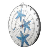 Blauwe zeesterren nautische kust dartbord (Voorkant Rechts)