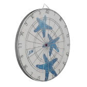 Blauwe zeesterren nautische kust dartbord (Voorkant Links)