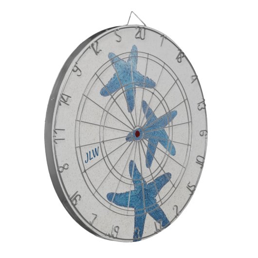 Blauwe zeesterren nautische kust dartbord (Voorkant Links)