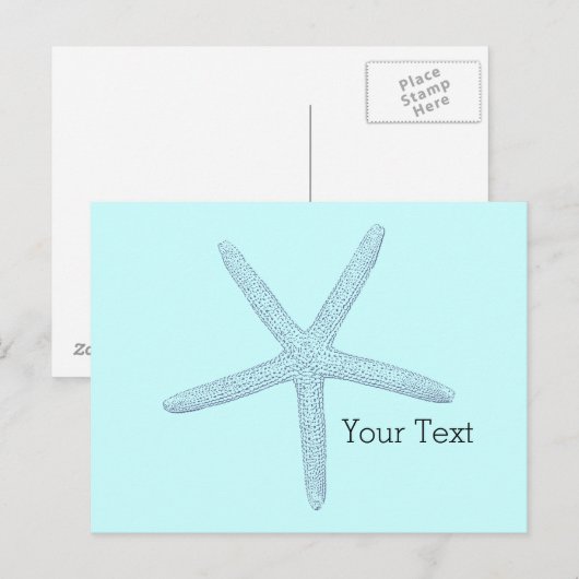 Blauwe zeesterren strand briefkaart (Voorkant / Achterkant)
