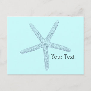Blauwe zeesterren strand briefkaart