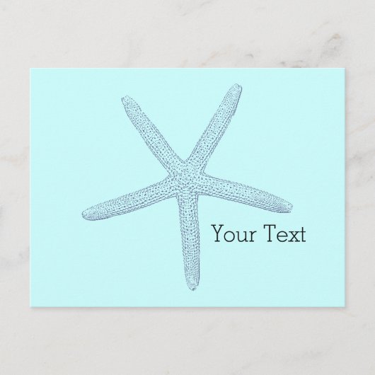 Blauwe zeesterren strand briefkaart (Voorkant)