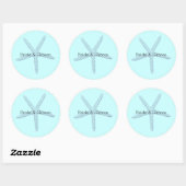 Blauwe zeesterren strand ronde sticker (Vel)