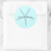 Blauwe zeesterren strand ronde sticker (Tas)